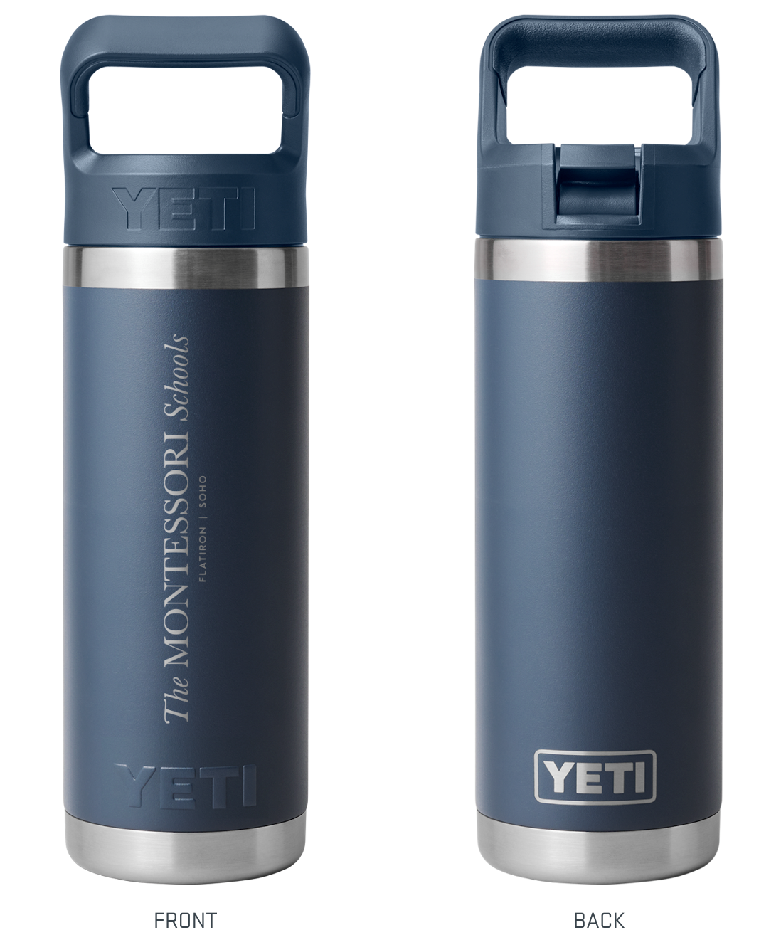 Adult Yeti Rambler ® Navy Water Bottle (18oz with Straw)