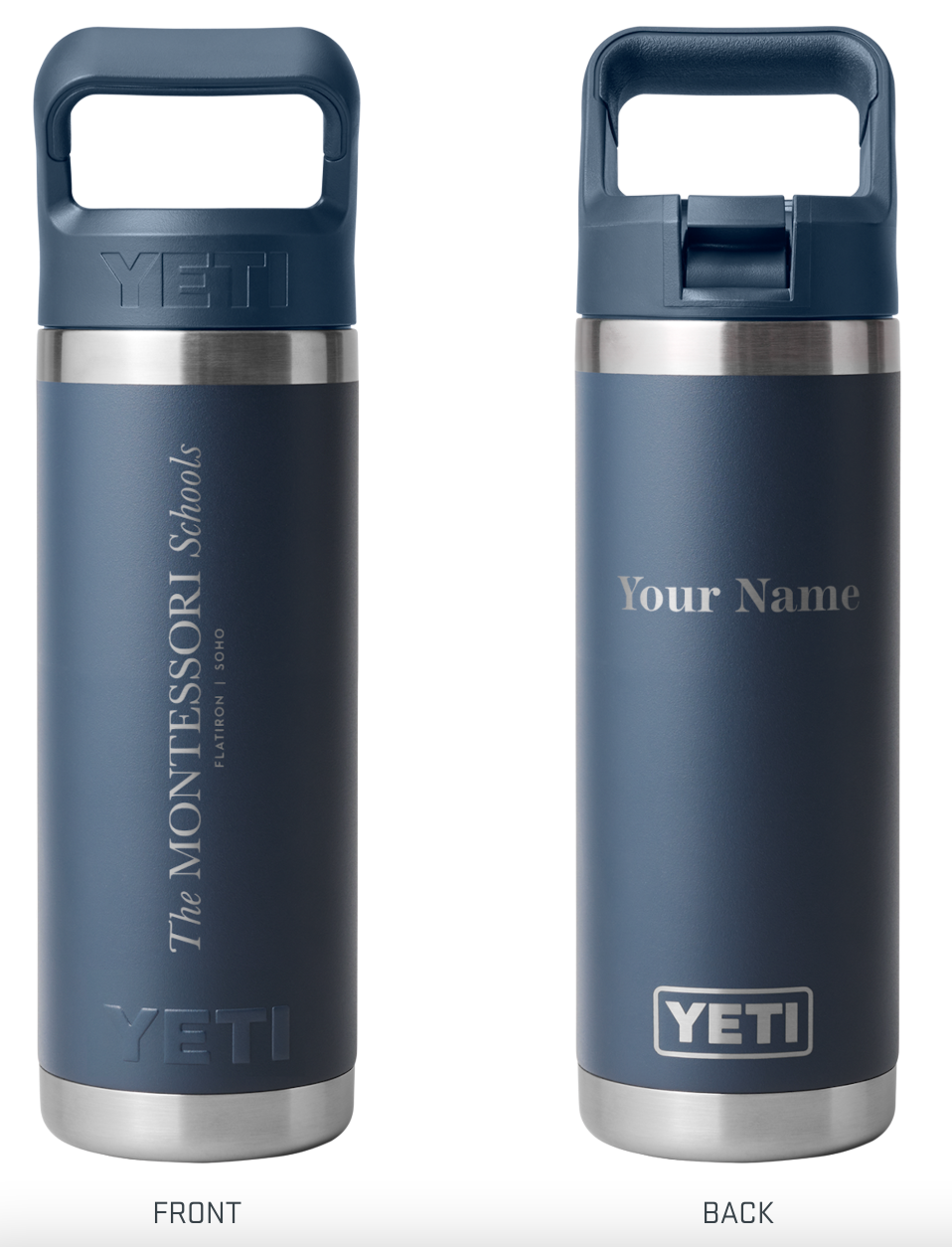 Customized Adult Yeti Rambler ® Navy Water Bottle (18oz with Straw)