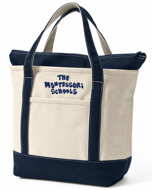 Canvas Tote Bag, Large, Regular Handle Zip Top - Playful logo